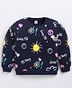 Kidcity Cotton Looperknit Full Sleeves Sun & Rainbow Printed Light Winter Sweatshirt - Navy Blue
