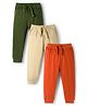 Babyhug Cotton Jersey Knit Full Length Solid Colour Lounge Pant Pack Of 3 - Green Cream & Rust Orange