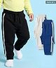 Babyhug Cotton Jersey Knit Full Length Solid Color Lounge Pants with Tape Detailing Pack of 3 - Multicolor