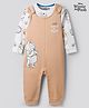 Bonfino Disney Single Jersey Knit Full Sleeves Dungaree Style Romper with Inner Tee & Winnie the Pooh Graphic - Tan