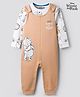 Bonfino Disney Single Jersey Knit Full Sleeves Dungaree Style Romper with Inner Tee & Winnie the Pooh Graphic - Tan