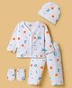 Doodle Poodle 100% Cotton Interlock Knit Full Sleeves Printed T-Shirt & Lounge Pant Co-ord Set With Cap & Mittens - White