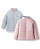 Okane Woven Full Sleeves Solid Reversible Padded Jacket - Pink & Black