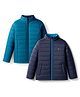 Okane Woven Full Sleeves Solid Reversible Padded Jacket - Teal Blue