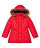 Okane Woven Full Sleeves Solid Padded Jacket with Detachable Hood - Dark Pink