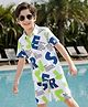 OLLINGTON ST. Cotton Knit Co-Ord Set of Printed Half Sleeves Shirt & Shorts - White