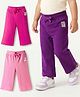 Babyhug Cotton Knit Full Length  Lounge Pant with Floral Print Pack of 3 - Pink & Purple