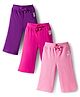 Babyhug Cotton Knit Full Length  Lounge Pant with Floral Print Pack of 3 - Pink & Purple