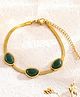 TEULRIP Anti Tarnish Stainless Steel Green Emerald Snake Chain Bracelet 9g-Golden Green
