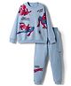 Primo Gino Marvel Terry Knit Drop Shoulder Full Sleeves Oversized Sweatshirt & Lounge Pant Set with Spiderman Graphic - Light Blue