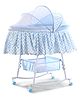 Rocking Cradle with Mosquito Net & Storage Basket Gentle Rocking Function Lockable Wheels Portable & Comfortable New Born Essential Easy to Assemble - Blue