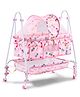 Baby Cradle with Mosquito Net & Lockable Wheels - Pink| Vehicle Printed Cradle with Smooth Swing| Storage Basket & Sturdy Frame| Balanced Swing| New Born Essential