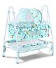 Baby Cradle with Mosquito Net & Lockable Wheels - Sea Green| Vehicle Printed Cradle with Smooth Swing| Storage Basket & Sturdy Frame| Balanced Swing| New Born Essential