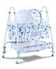 Baby Cradle with Mosquito Net & Lockable Wheels - Blue| Vehicle Printed Cradle with Smooth Swing| Storage Basket & Sturdy Frame| Balanced Swing| New Born Essential