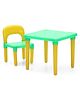 Kids Study Table with Chair Set for Toddlers - Green & Yellow| Durable Material| Study Art & Craft, Activity Table| Easy-Clean Surface| Plug & Play Assembly