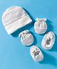 Bubble Pop Interlock Knit Cap Mittens & Booties With Fish Print White - Diameter 9.5 cm