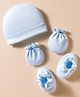 Bubble Pop Interlock Knit Solid Colour Cap Mitten & Booties Light Blue - Diameter 10.5 cm