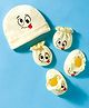 Bubble Pop Interlock Knit Cap Mitten & Booties With Face Print Yellow - Diameter 10.5 cm