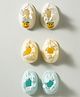 Bubble Pop Interlock Knit Booties With Smiley Print Pack Of 3 - Cream Yellow & Light Blue