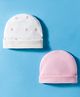 Bubble Pop Interlock Knit Cap With Floral Print  Pack Of 2 Pink & White - Diameter 9 cm