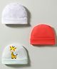 Bubble Pop Interlock Knit Cap With Animal Print  Pack Of 3 Red & White - Diameter 11.5 cm