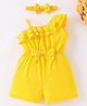 Mark & Mia Sleeveless Solid Jumpsuit With Bow Applique & Headband - Yellow