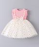 Mark & Mia Sleeveless Frock with Polka Dot Print & Bow Applique - Pink & White