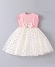 Mark & Mia Sleeveless Frock with Polka Dot Print & Bow Applique -Pink & White