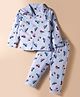 Evimo Single Jersey Knit Full Sleeves Co-ord Night Suit With Car Print - Light Blue