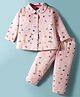 Evimo Single Jersey Knit Full Sleeves Co-ord Night Suit With Heart & Star Print - Light Pink