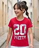 Pine Kids Cotton Knit Half Sleeves T-Shirt with Pretty Print - Red
