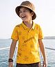 Pine Kids 100% Cotton Knit Half Sleeves Aeroplane Printed T-Shirt - Golden