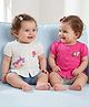 Babyoye 100% Cotton Knit Half Sleeves Unicorn & Floral Printed Jhablas With Eco Jiva Finish Pack Of 2 - Dark Pink & White