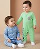 Babyoye 100% Cotton Interlock Woven Full Sleeves Rompers with Koala Print Pack of 2 - Blue & Light Green