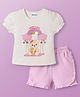Babyoye 100% Cotton Knit With Eco Jiva Finish Half Sleeves T-Shirt & Shorts Set with Bear Print - White & Pink