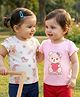 Babyoye 100% Cotton Knit With Eco Jiva Finish Half Cap Sleeves T-Shirts with Bear Print Pack of 2 - Pink & White