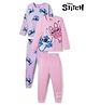 Primo Gino Disney Single Jersey Knit Full Sleeves T-Shirt & Pajama Co- Ord Night Suit with Lilo & Stitch Graphics Pack of 2 - Pink