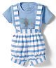 Child World Interlock Knit Half Sleeves T-Shirt & Shorts Set with Elephant Print & Stripes - Light Blue
