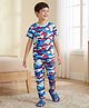 Pine Kids Cotton Knit Half Sleeves T-Shirt & Pyjama Co-ord Night Suit With Camouflage Print - White