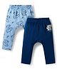 Babyoye 100% Cotton Interlock Knti Full Length Diaper Leggings With Animal Print - Blue