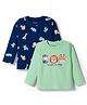 Babyoye 100% Cotton Knit Full Sleeves T-Shirts with Animal Print Pack of 2 - Navy Blue & Light Green