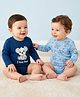 Babyoye 100% Cotton Cotton Knit Full Sleeves Onesies with Bear Print Pack of 2 - Navy & Light Blue