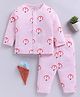 Clt.s Cotton Knit Full Sleeves Penguins Printed Coordinating Night Suit Set - Pink