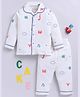 Clt.s Cotton Knit Full Sleeves Clouds & Alphabets Printed Coordinating Night Suit Set - Off White