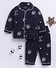 Clt.s Cotton Knit Full Sleeves Snowflakes Printed Coordinating Night Suit Set - Blue