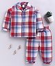 Clt.s Cotton Woven Full Sleeves Checked Coordinating Night Suit Set - Red
