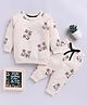 Clt.s Cotton Knit Full Sleeves House You Are Awesome Text Printed Coordinating Night Suit Set - Cream