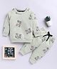 Clt.s Cotton Knit Full Sleeves House You Are Awesome Text Printed Coordinating Night Suit Set - Green