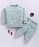 Clt.s Cotton Knit Full Sleeves House Ships & Boats Printed Coordinating Night Suit Set - Green
