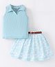 Mark & Mia Sleeveless Solid Top & Skirts Set With Floral Print - Light Blue